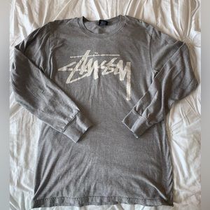 Stussy logo grey long sleeve tee